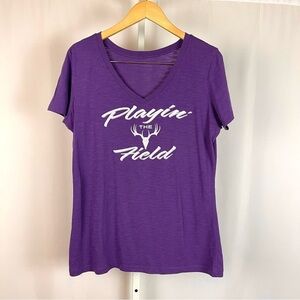 Cabela's XL Deer Antler Playin The Field Graphic Tee V Neck Hunting Casual